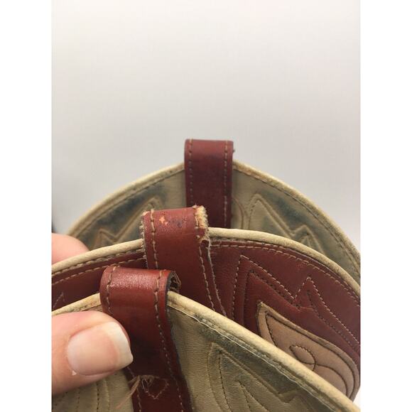 VTG Circle A Acme Tooled Leather Inlay Cowboy Boots Tulip Flower cowgirl Sz 7 - Picture 5 of 8